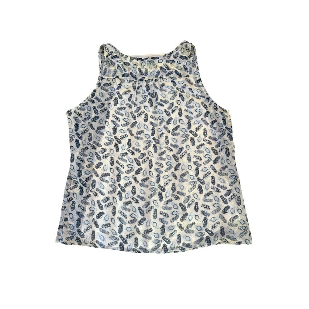 Summer Sleeveless Blouse Tanks Bundle Womens XL Navy Blue White Flip Flop Lace - Picture 3 of 12
